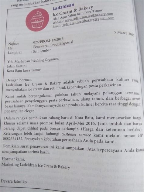 Wow Contoh Surat Penawaran Ice Cream Dan Bakery 91 Guna Inspirasi