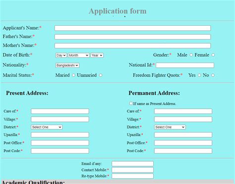 Html Application Form Freelancer
