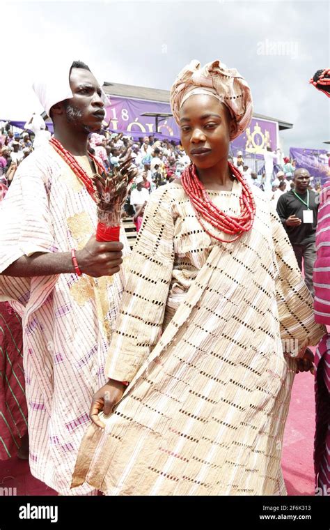 A Young Lady In Yoruba Traditional Attire During The Olojo Festival