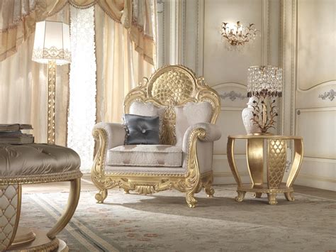 Hand Carved Sitting Room With Gold Leaf Finishing Classic Italian