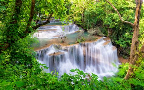 Download Wallpapers Jungle Tropical Waterfall River