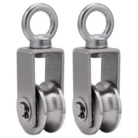 Pulley With 2 Ball Bearings Rope Pulley Fitness Stainless Steel 304