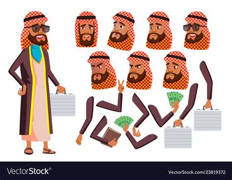 Arab Muslim Old Man Senior Aged Elderly Royalty Free Vector