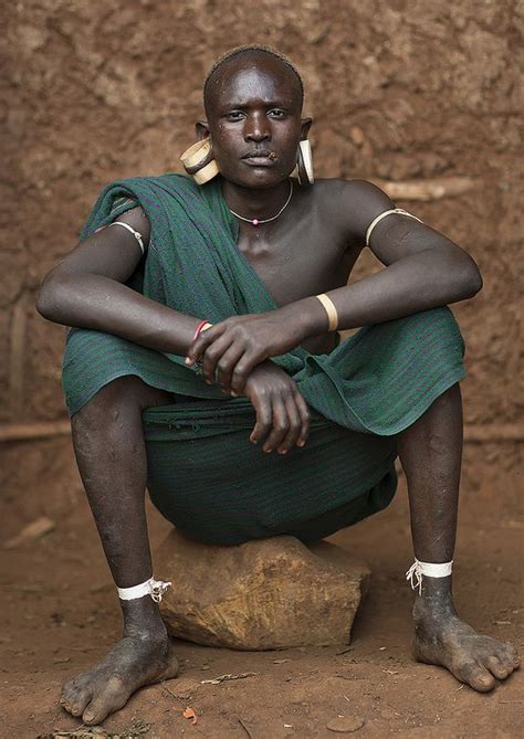 Suri Tribe Man With Enlarged Earlobes Kibish Omo Valley Ethiopia We