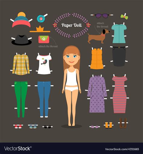 Dress Up Paper Doll With Big Head Royalty Free Vector Image