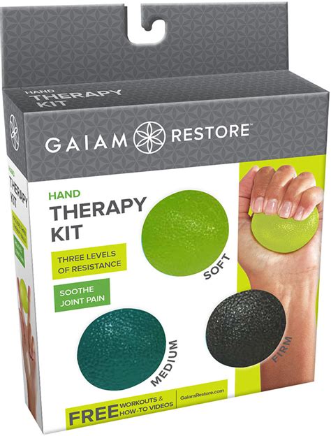 Gaiam Restore Hand Therapy Kit Ball Set Absolute Snow