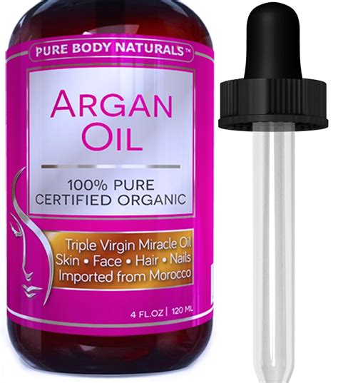 Organic Argan Oil For Skin Face Hair And Nails 4 Fl Ounce Pure Body Naturals