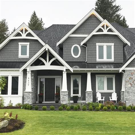 As a result, roof color should be a top factor that you consider one siding color does not make a color scheme: White trim, grey siding, decorative pitch. | Gray house ...