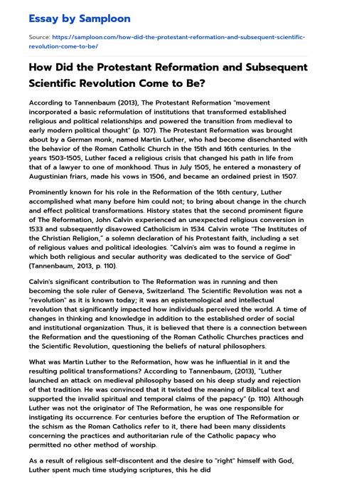 ≫ How Did The Protestant Reformation And Subsequent Scientific