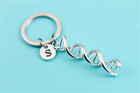 Dna Keychain Silver Dna Charm Dna Keychain Double Helix Etsy
