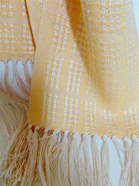 Handwoven Yellow And Cream Lace Bamboo And Tencel Scarf Hand Weaving