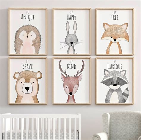 Woodland Nursery Wall Art Décor Nursery Art Nursery Print Etsy