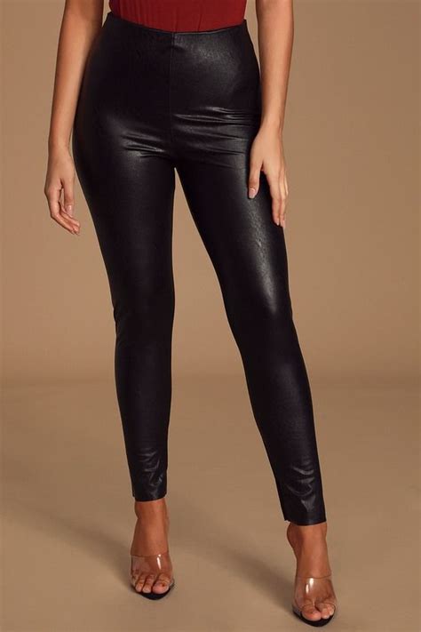 Lulus Exclusive The Lulus Ellianna Black Vegan Leather High Waisted Leggings Are A Babe Edgy