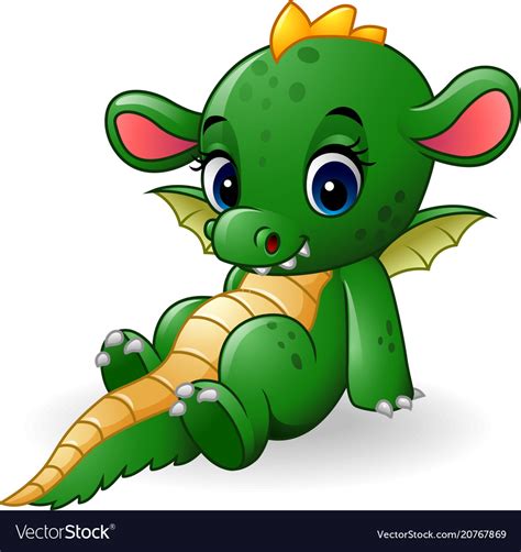 Cartoon Baby Dragon Sitting Royalty Free Vector Image