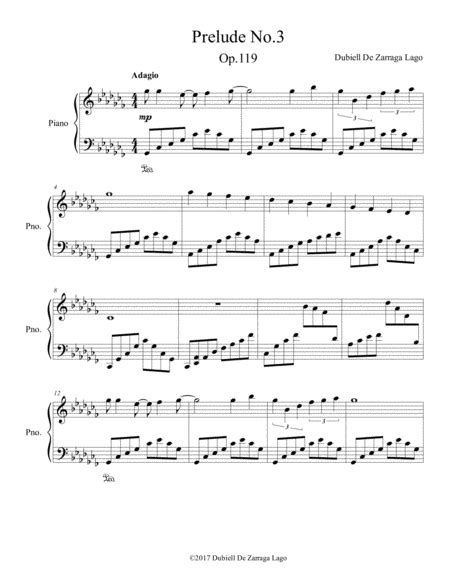 Prelude No3 Op119 Sheet Music Dubiell A De Zarraga Lago Piano Solo