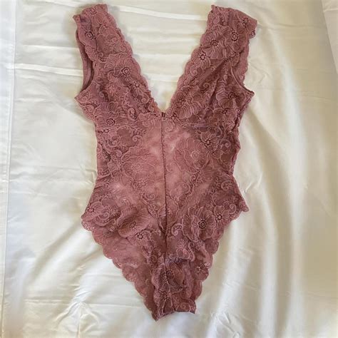 real lingerie women s pink bodysuit depop