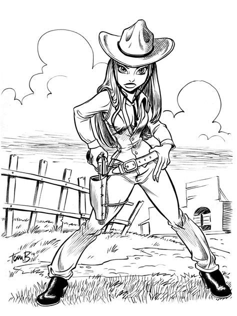 Cowgirlinkstocolorbytombancroft D7qhvm1png 1024×1365 With Images Cowgirl Sketches