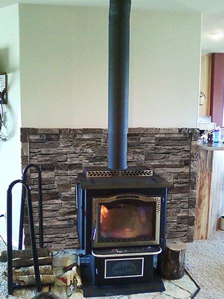 A Faux Stone Accent Wall Makes A Great Finishing Touch Behind Cast Iron Stoves Or On Any Wall Of