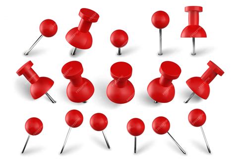 Premium Vector Realistic Red Push Pins Attach Buttons On Needles