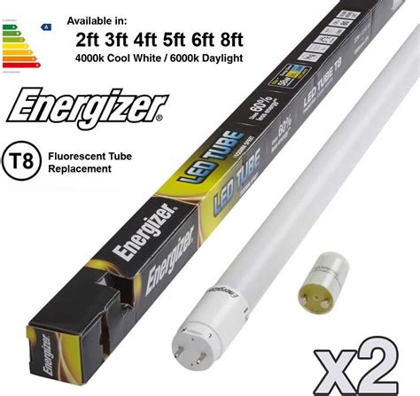 2 X Energizer Hightech T8 Led Tube Retrofit Fluorescent Tube