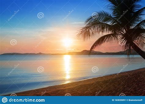 Beautiful Sunrise On Tropical Paradise Island Beach Landscape Scenic