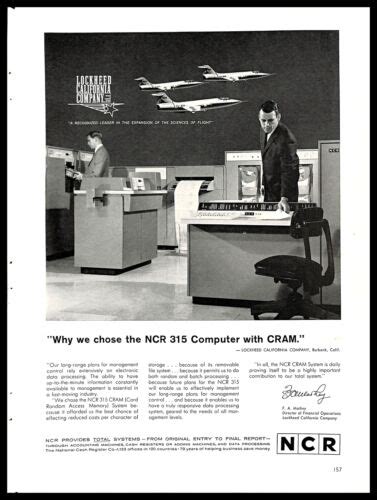 1963 Lockheed California Company Vintage Print Ad Ncr 315 Computer