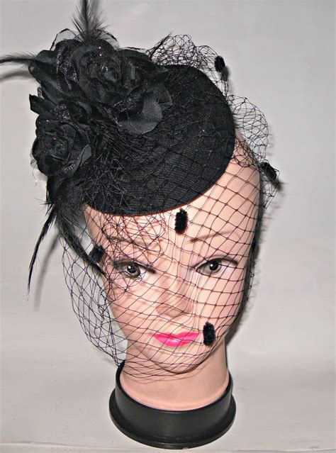 Black Fascinator Fascinator With Veil Funeral Fascinator Funeral Hat
