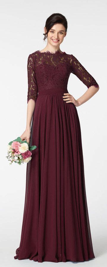 There is nothing quite like a burgundy wedding color palette to get everyone in a festive fall mood. Modest Dark Burgundy Prom Dress Long Sleeves | Modest ...