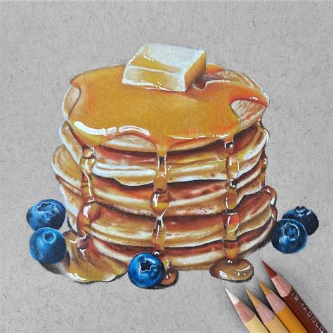 Pancake Drawing Colored Pencil Artwork Ideas Realistic Pencil