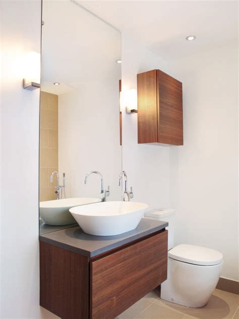 A great storage idea for a bathroom, large or small, is to use a stacking washer and dryer. Large Bathroom Mirror | Houzz