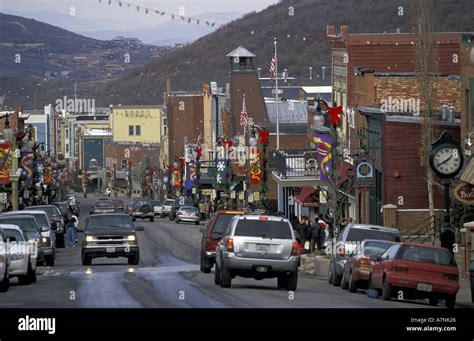 Usa Utah Park City Olympic Ski Resort Main Street View In Early