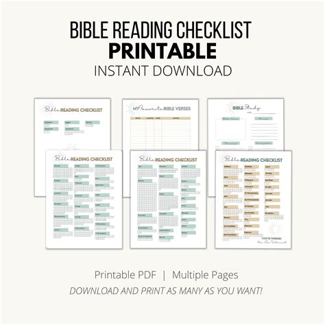 Bible Reading Checklist Printable Etsy