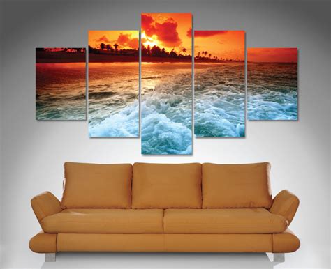 Sunset Churn 5 Panel Wall Art Print Canvas
