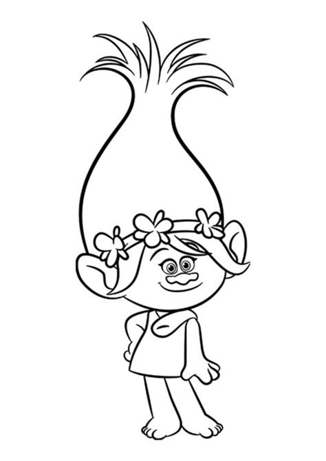 Les Trolls Poppy toujours souriante Poppy coloring page, Free