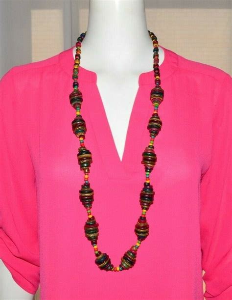 Long Tribal Beaded Statement Necklace Fashion Chunky Chic Jewelry Large