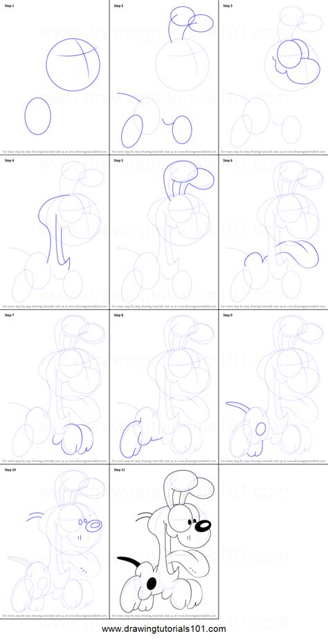 It can't speak, and can only use its imagination to communicate with readers and the animals in the comics. How to Draw Odie from Garfield printable step by step ...