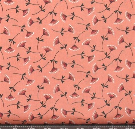 Peach Orange Floral Cotton Quilt Fabric For Sale Mimosa In Grapefruit