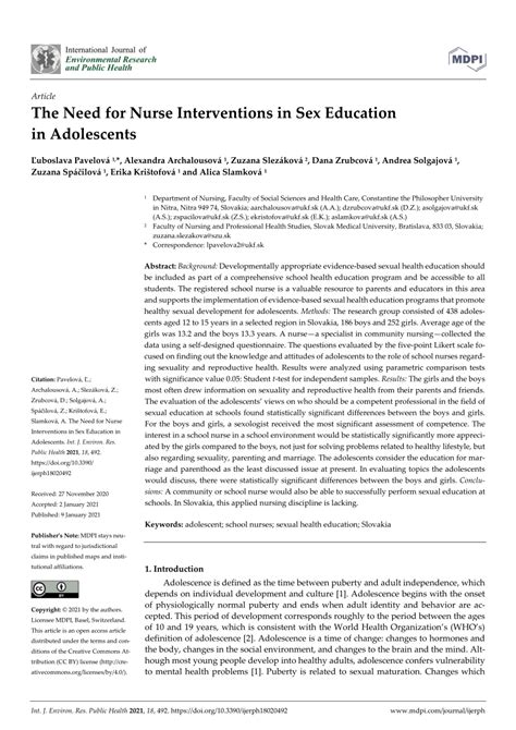 pdf the need for nurse interventions in sex education in adolescents