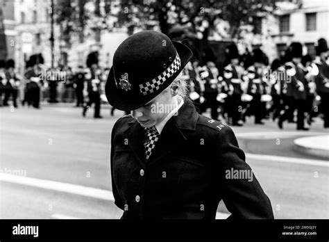 Caucasian Woman A Female London Bobby Or Bobbie Or Policewoman Black