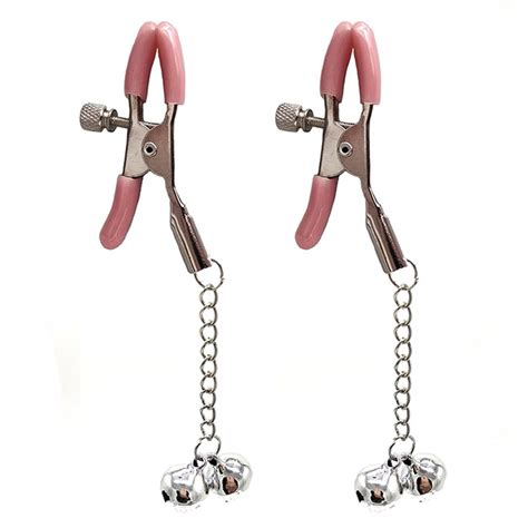 Pair Metal Nipple Clamps With Bells Short Chain Nipple Clamp Bdsm Bondage Set Couples Exotic