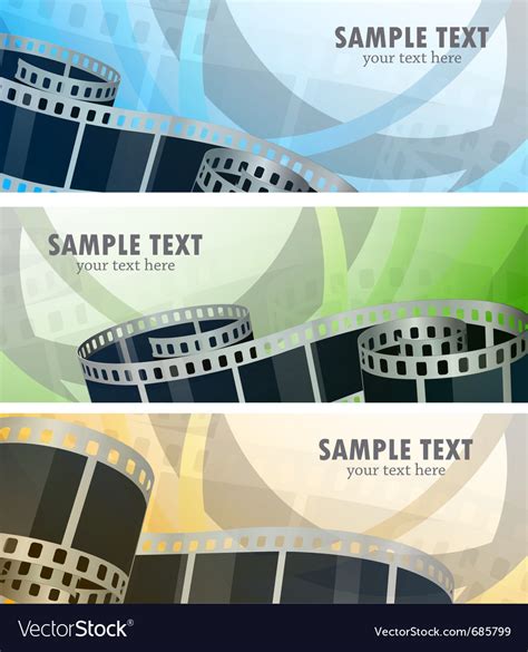 Set Banners With Film Reel Royalty Free Vector Image