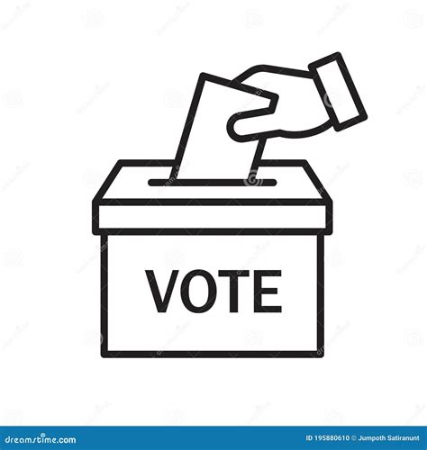 Hand Voting Ballot Box Icon Election Vote Concept Simple Line Design For Web Site Logo App