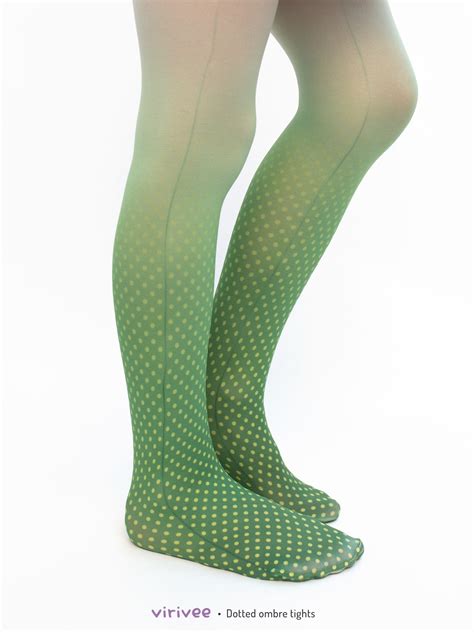 green dotted ombre tights for girls virivee tights unique tights designed and made in europe