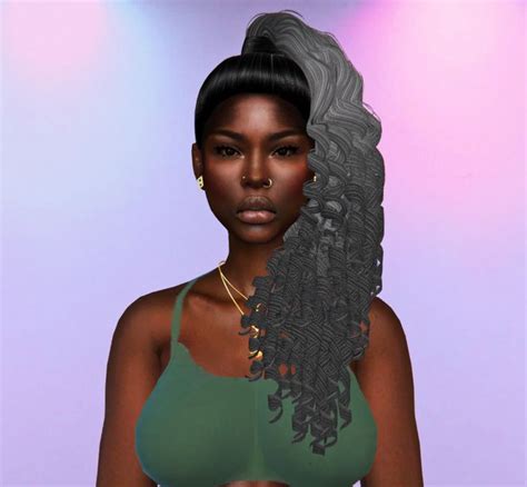 Curly Ponytail Nonvme Sims On Patreon In 2020 Curly Ponytail