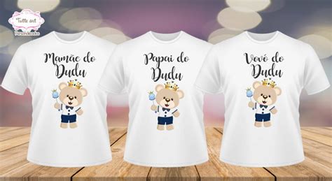 3 Camisetas Personalizada Chá De Bebê Urso Revelação Elo7