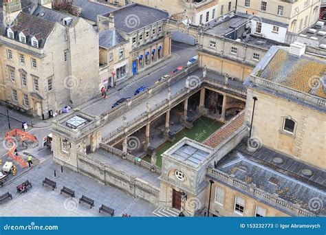 An Aerial View Of The Roman Baths Bath Uk Editorial Stock Photo