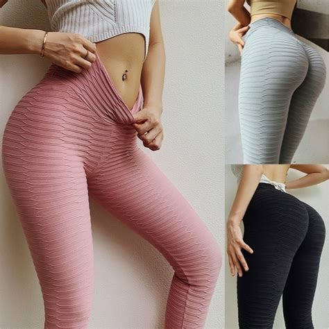 women scrunch butt yoga pants high waist tummy workout sport fitness gym tights push up slimming