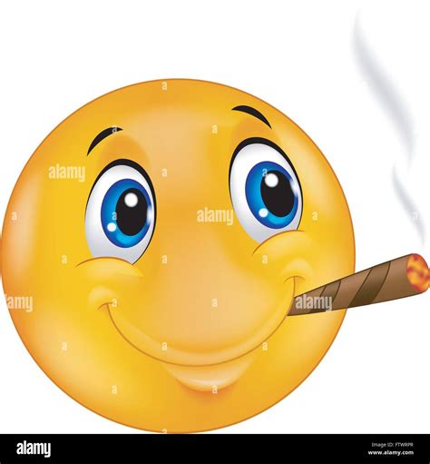 Emoticon Smiley Smoking Cigar Stock Vector Image And Art Alamy
