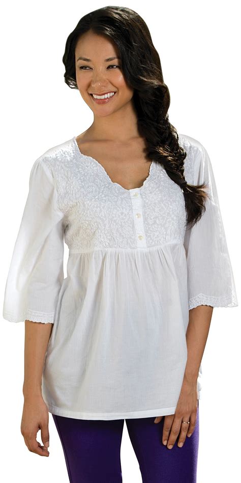 Embroidered Tunic White White Tunic Tunic Blouse Women