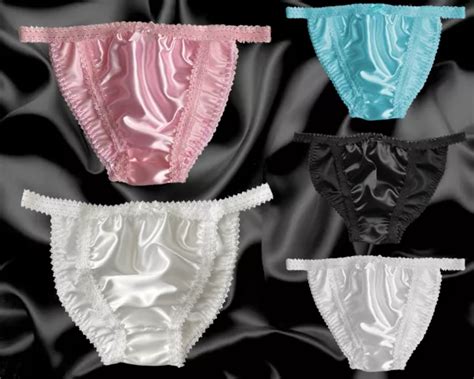 Soft Satin Sissy Frilly Lace Tanga Panties Knickers Bikini Cd Tv Size 10 20 £13 99 Picclick Uk